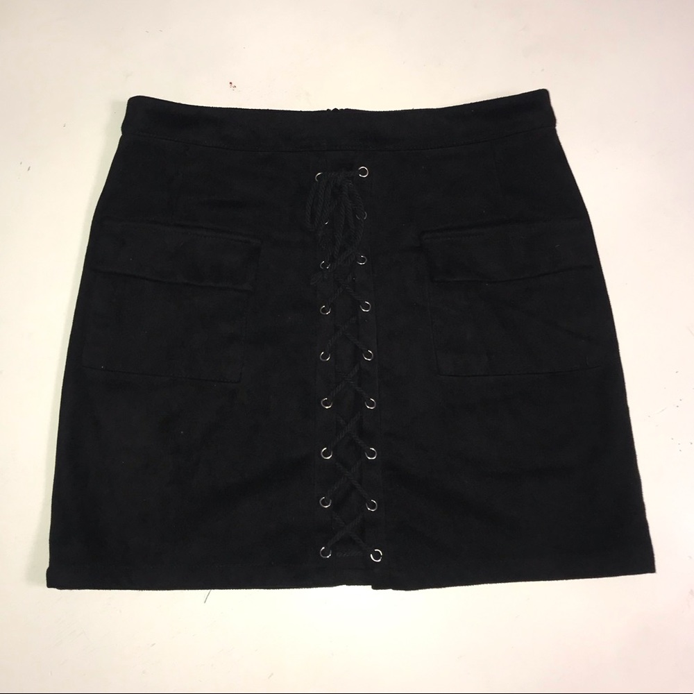Tobi Suede Lace Up Mini Skirt - Picture 3 of 6